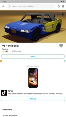 Mods Cars for Minecraft PE android App screenshot 1